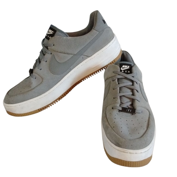 Nike Air Force 1 Sage Low Top Cool Grey Suede Sneakers Women's Size 11 - Picture 1 of 12